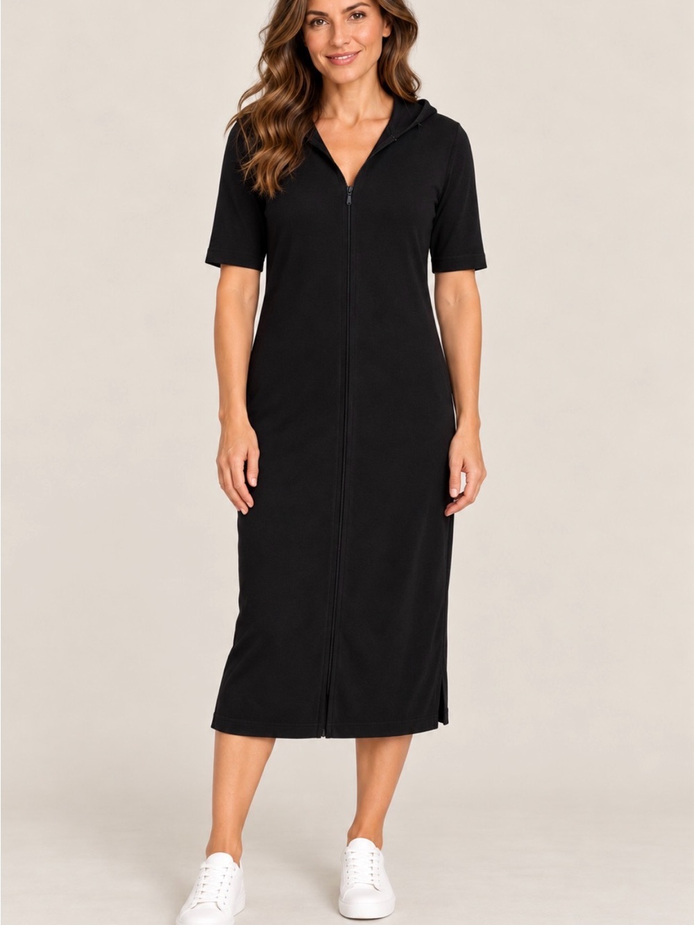 Vintage Lauren Ralph Lauren Black Hooded Midi Dress – Petite Medium
